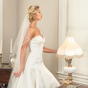 Wedding Veil with Satin Cord Edge - Ballet Length